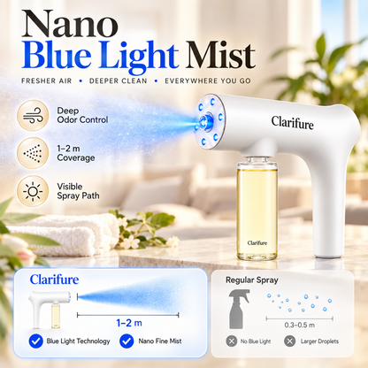 Clarifure Nano Blue Light Deodorizer Spray Pet & Home Odor Eliminator | Bio-Enzyme Odor Control. For Dog & Cat Urine.
