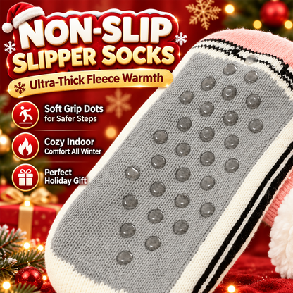 Christmas Ultra-Thick Fleece-Lined Slipper Socks – Cozy Non-Slip Sherpa Home Socks for Warm Winter Comfort.