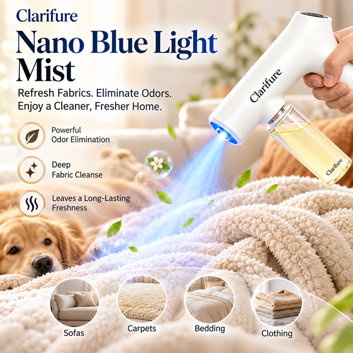 Clarifure Nano Blue Light Deodorizer Spray Pet & Home Odor Eliminator | Bio-Enzyme Odor Control. For Dog & Cat Urine.