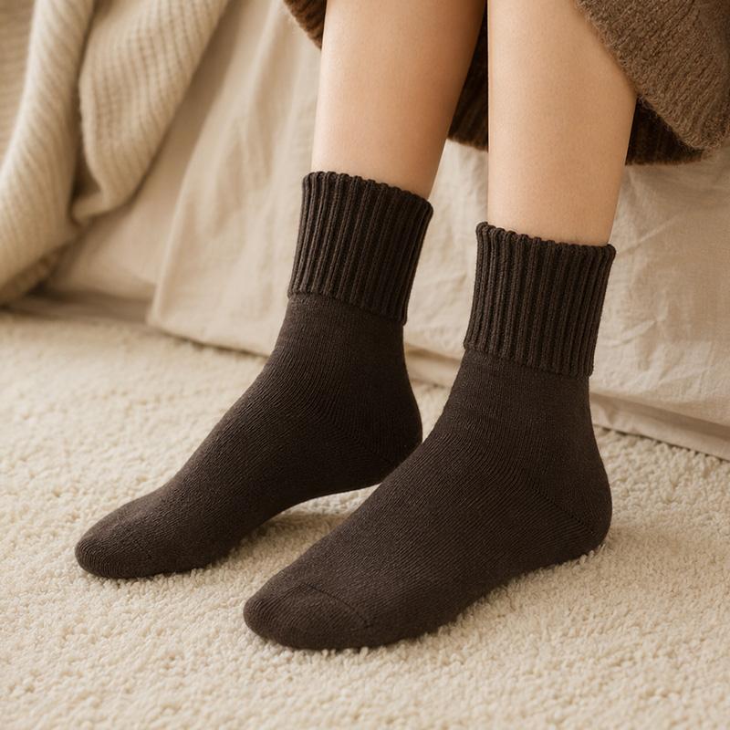 Women's Minimalist Solid Knit Assorted Mid-Calf Socks, 5-Pair Basic Everyday Pack, Soft & Warm for Fall & Winter, Sock Set, Soft Comfy Socks
