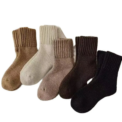 Women's Minimalist Solid Knit Assorted Mid-Calf Socks, 5-Pair Basic Everyday Pack, Soft & Warm for Fall & Winter, Sock Set, Soft Comfy Socks