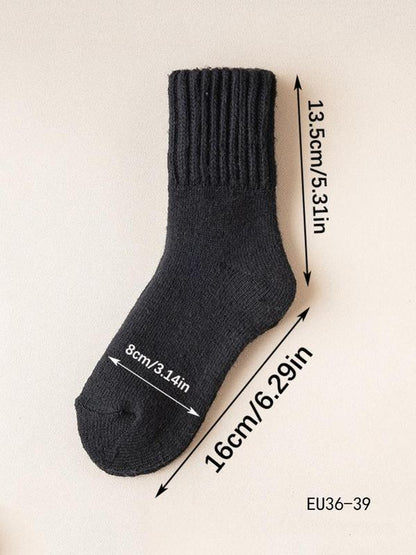 Women's Minimalist Solid Knit Assorted Mid-Calf Socks, 5-Pair Basic Everyday Pack, Soft & Warm for Fall & Winter, Sock Set, Soft Comfy Socks