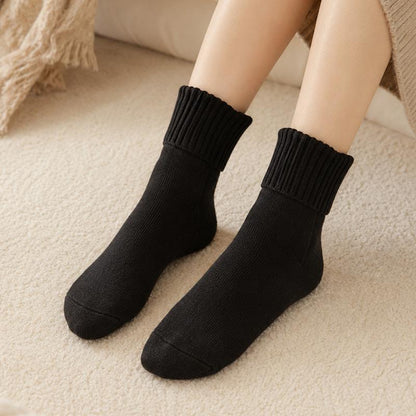 Women's Minimalist Solid Knit Assorted Mid-Calf Socks, 5-Pair Basic Everyday Pack, Soft & Warm for Fall & Winter, Sock Set, Soft Comfy Socks