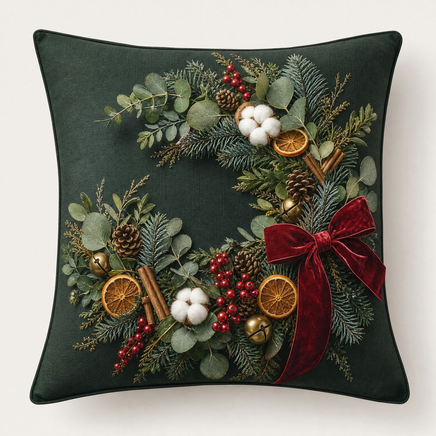 Artisan Winter Wreath pillow cover