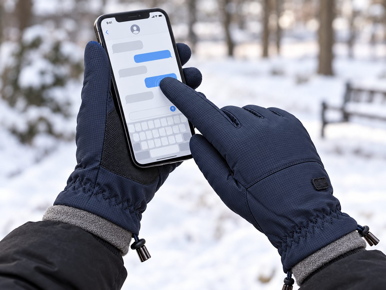 Using a phone while wearing the gloves