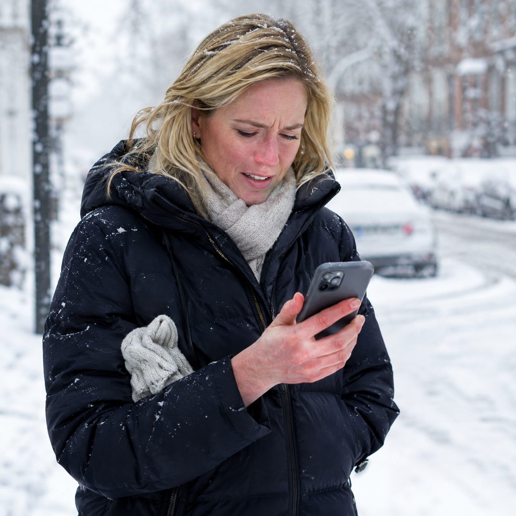 Taking gloves off to use phone