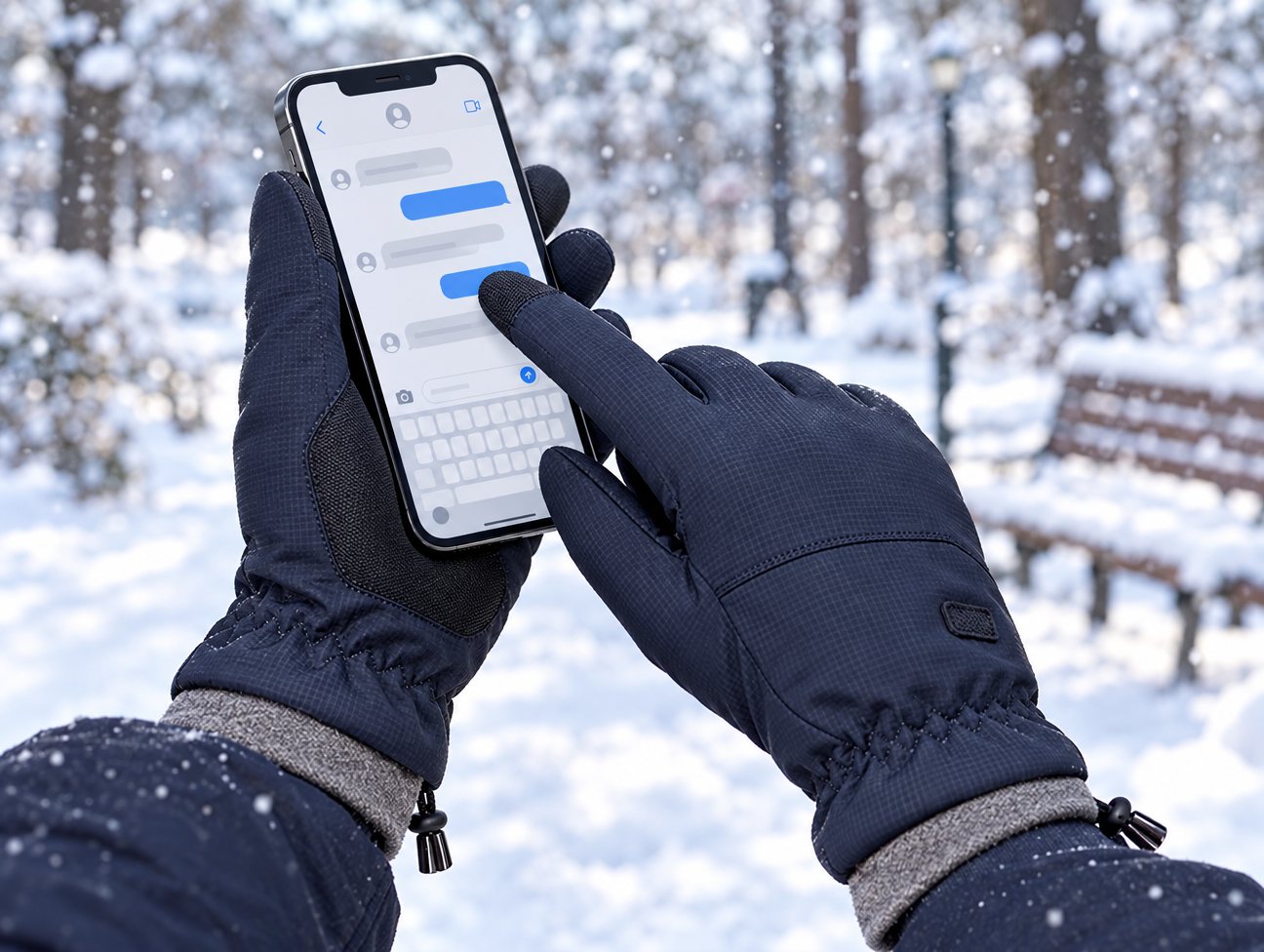 Using a phone while wearing the gloves